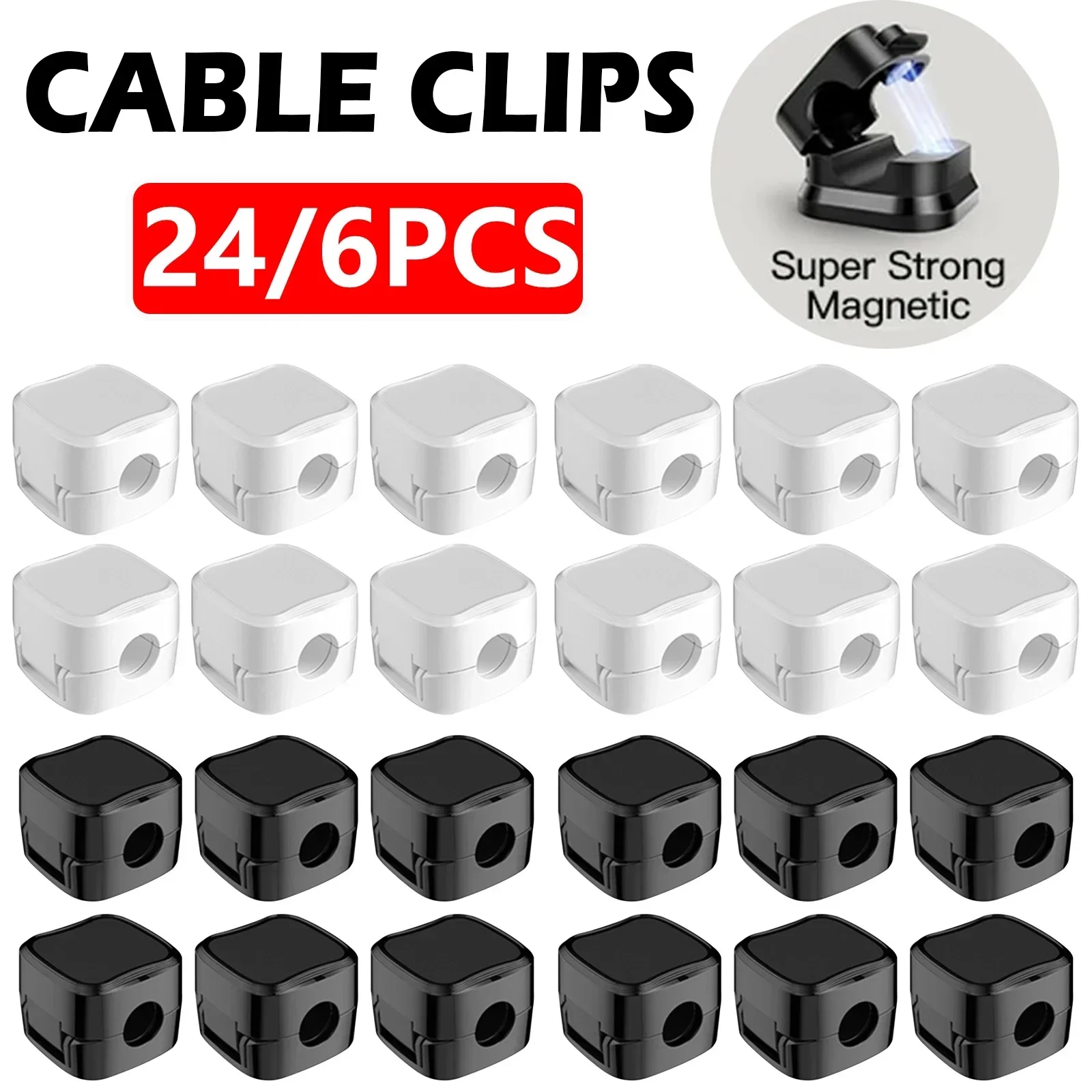 Desk Cable Clip - 6/12/24PCS Magnetische Kabel Organizer Clips Kabelmanagement