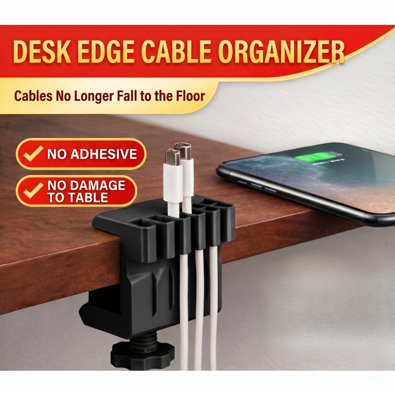 Desk Cable Clip - 3 desktop-kabelmanagers met USB-opladerclips en nette
