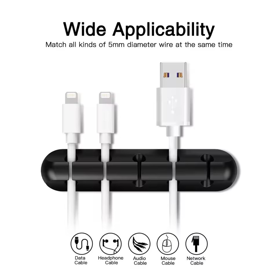 Desk Cable Clip - Siliconen USB-kabelorganizer, USB-oplaadkabeloproller, bureau-organisatieclips, kabelhouder voor