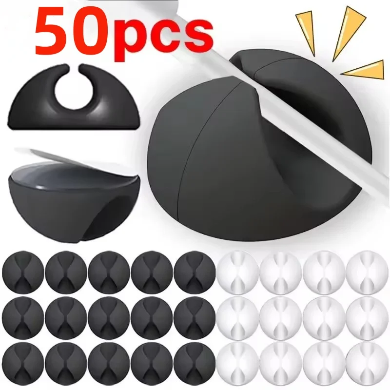 Desk Cable Clip - 5/50 Stuks Desktop Muur Kabel Clips