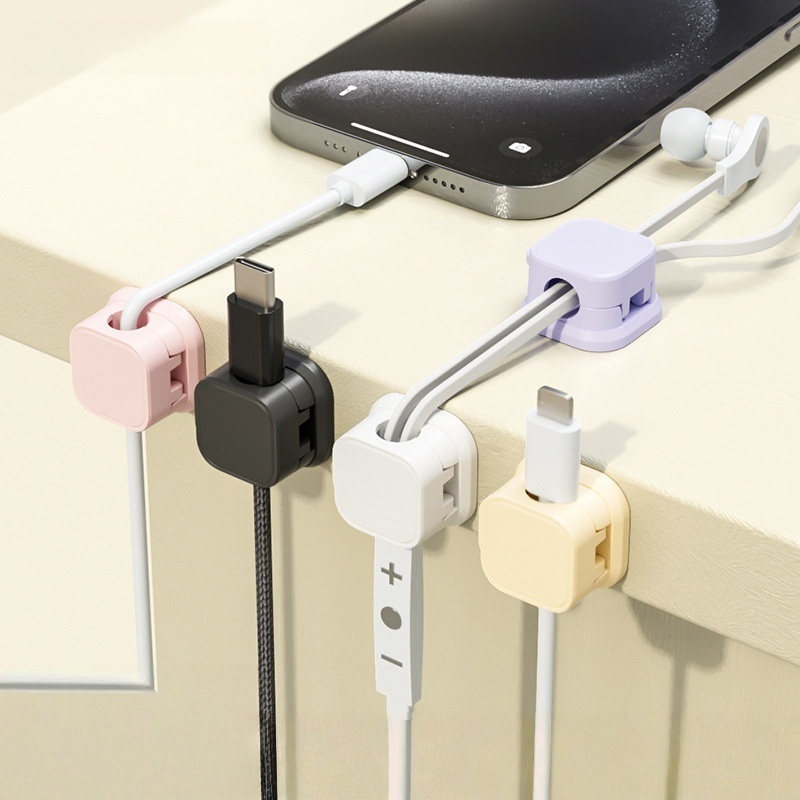 Desk Cable Clip - Multicolor magnetische kabelmanagementclips, zelfklevende draadorganizer voor