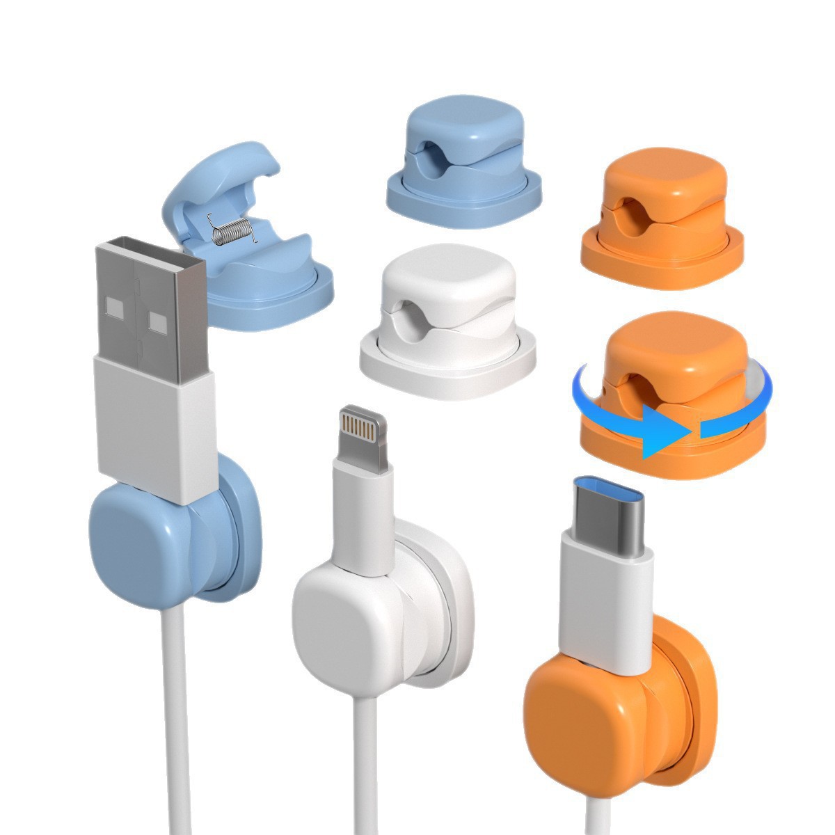 6 stuks Multi Color Draaibare  - Desk Cable Clip recensie en prijs